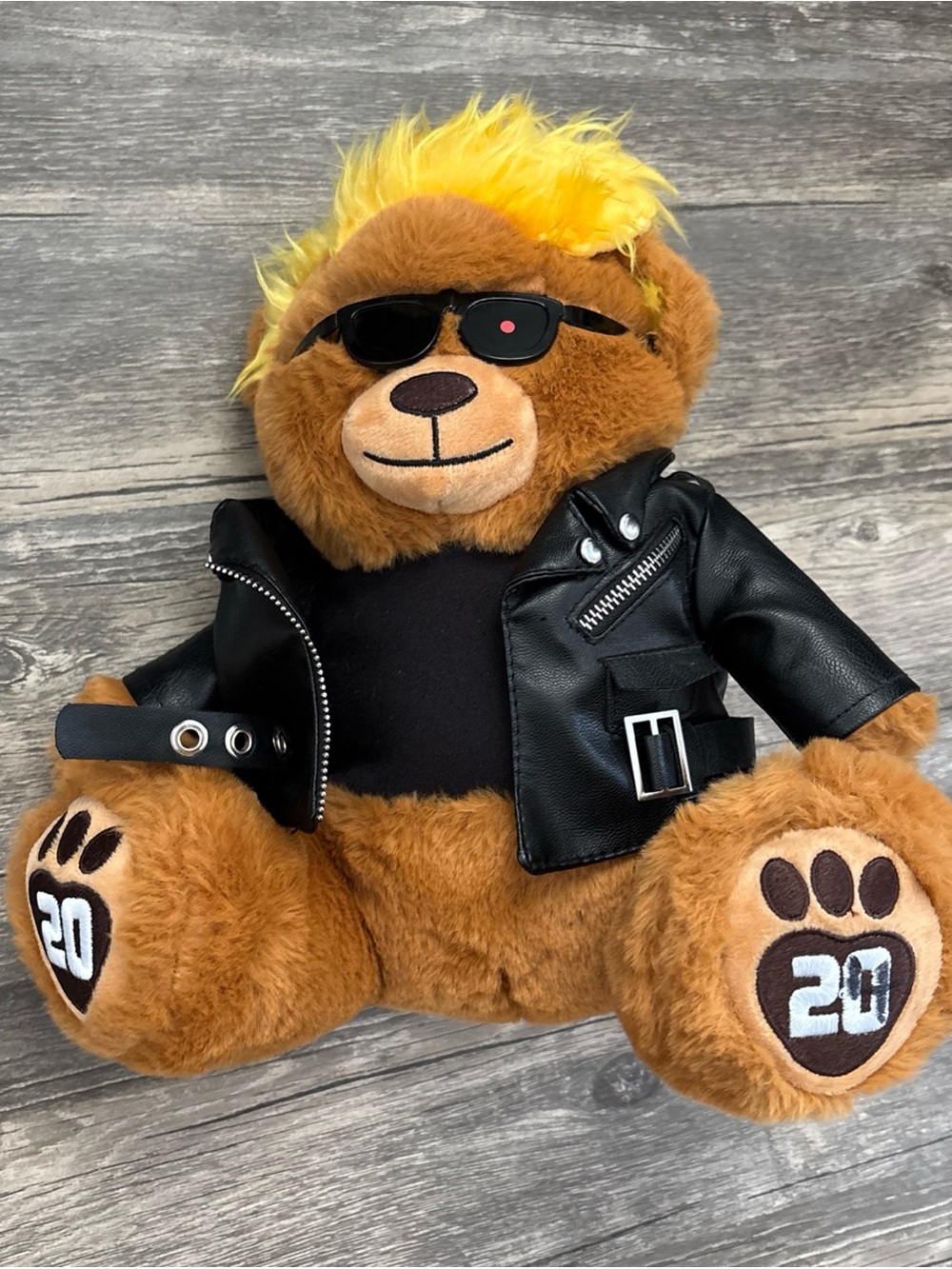 Trumpinator Bear Plush with Yellow Hair and Black Jacket